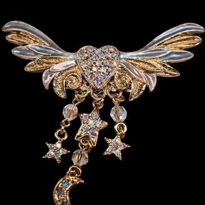 Gold and Silver Winged Heart Brooch